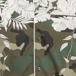 مملوكة مسبقًا Valentino Multicolour Camo Floral Camp Cotton Short Sleeve Shirt M
