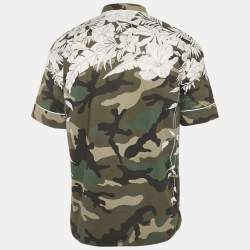 مملوكة مسبقًا Valentino Multicolour Camo Floral Camp Cotton Short Sleeve Shirt M