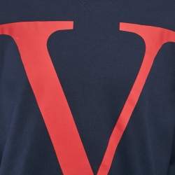 مملوكة مسبقًا Valentino Blue VLogo Print Cotton Crewneck Sweatshirt L