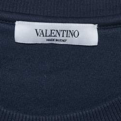 مملوكة مسبقًا Valentino Blue VLogo Print Cotton Crewneck Sweatshirt L