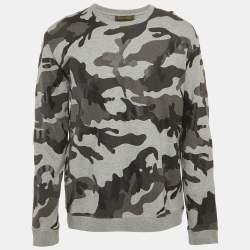Pre Owned Valentino Grey Camouflage Print Cotton Sweatshirt L