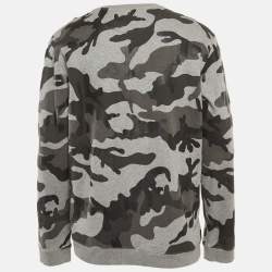 Pre Owned Valentino Grey Camouflage Print Cotton Sweatshirt L
