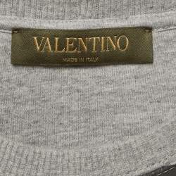 Pre Owned Valentino Grey Camouflage Print Cotton Sweatshirt L