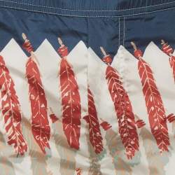 Pre Owned Valentino Multicolour Feather Print Nylon Zandra Rhodes Swim Shorts XS