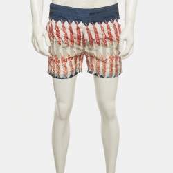 Pre Owned Valentino Multicolour Feather Print Nylon Zandra Rhodes Swim Shorts XS