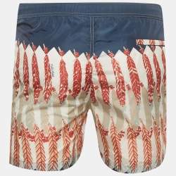 Pre Owned Valentino Multicolour Feather Print Nylon Zandra Rhodes Swim Shorts XS