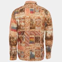 Pre Owned Valentino Brown Printed Cotton Shirt M