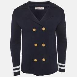 Pre Owned Valentino Blue Knit Sailors Jacket S