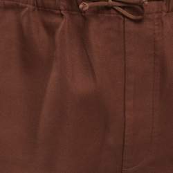 Pre Owned Valentino Brown Gabardine Drawstring Shorts M