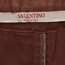 Pre Owned Valentino Brown Gabardine Drawstring Shorts M