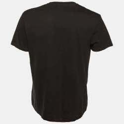 Pre Owned Valentino Black VLTN Print Cotton Crew Neck T-Shirt L