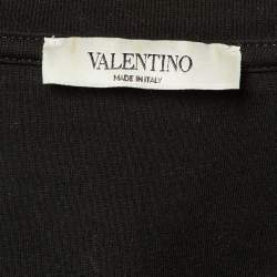 Pre Owned Valentino Black VLTN Print Cotton Crew Neck T-Shirt L