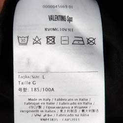 Pre Owned Valentino Black VLTN Print Cotton Crew Neck T-Shirt L