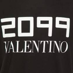 Pre Owned Valentino Black 2099 Print Cotton Crew Neck T-Shirt L