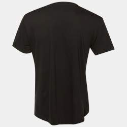 Pre Owned Valentino Black 2099 Print Cotton Crew Neck T-Shirt L