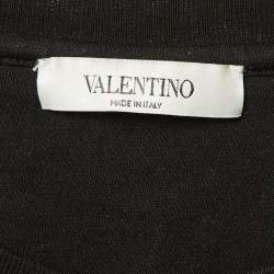 Pre Owned Valentino Black 2099 Print Cotton Crew Neck T-Shirt L