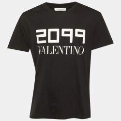 مملوكة مسبقًا Valentino Black 2099 Print Cotton Crew Neck T-Shirt L