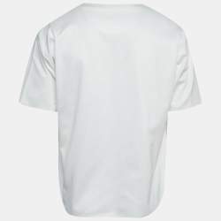 Pre Owned Valentino White Jersey Split Neck T-Shirt S