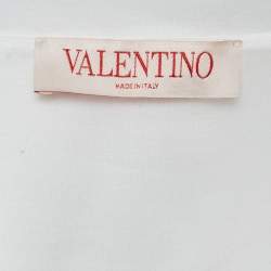 Pre Owned Valentino White Jersey Split Neck T-Shirt S