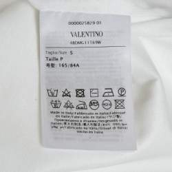 Pre Owned Valentino White Jersey Split Neck T-Shirt S