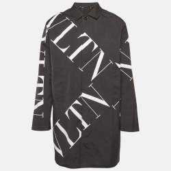 Pre Owned Valentino Black Logo printed Synthetic Parka Jacket XL