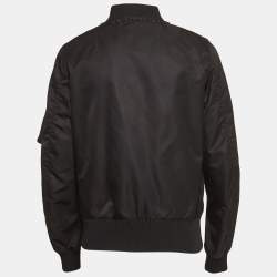 مملوكة مسبقًا Valentino Black Nylon Stud Detailed Bomber Jacket L