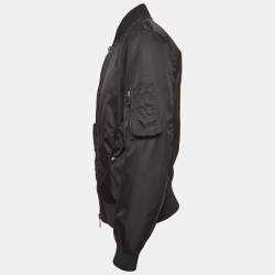 مملوكة مسبقًا Valentino Black Nylon Stud Detailed Bomber Jacket L