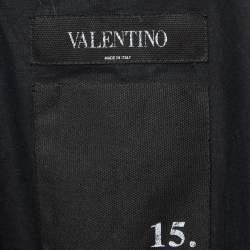 مملوكة مسبقًا Valentino Black Nylon Stud Detailed Bomber Jacket L