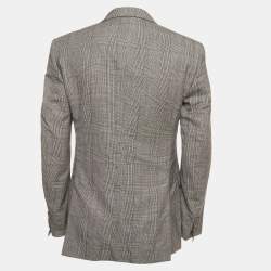 Pre Owned Valentino White/ Black Glen Plaid Wool Long Sleeve Jacket L