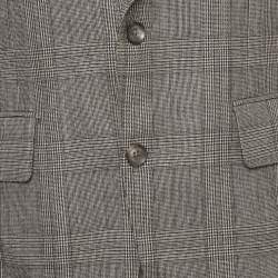 Pre Owned Valentino White/ Black Glen Plaid Wool Long Sleeve Jacket L