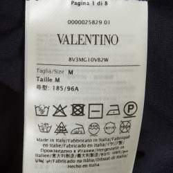 مملوكة مسبقًا Valentino Navy Blue Logo Embroidered Jersey T-Shirt M