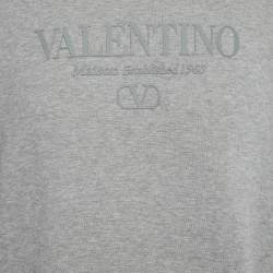 Pre Owned Valentino Grey Printed Jersey Crewneck Sweatshirt XL 