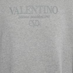 Pre Owned Valentino Grey Printed Jersey Crewneck Sweatshirt XL 