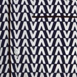 Pre Owned Valentino Bicolor Optical V Print Cotton Short Sleeve Shirt M