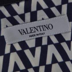 Pre Owned Valentino Bicolor Optical V Print Cotton Short Sleeve Shirt M
