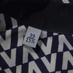 Pre Owned Valentino Bicolor Optical V Print Cotton Short Sleeve Shirt M