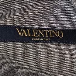 Pre Owned Valentino Indigo Denim Butterfly Embroidered Shirt L 