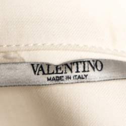 Pre Owned Valentino Cream Cotton Tribal Bead Embellished Utility Jacket XL