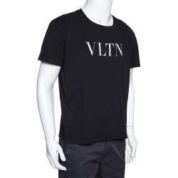 Valentino Black Cotton VLTN Print Crew Neck T Shirt XL