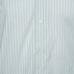Pre Owned Valentino Pale Green Striped Cotton Long Sleeve Shirt XXL
