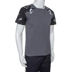 Pre Owned Valentino Grey Cotton Jersey Panther Souvenir T- Shirt S