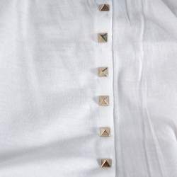 مملوكة مسبقًا تي شيرت فالنتينو رقبة مستديرة أنتايتلد روكستد قطن أبيض S