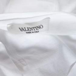 مملوكة مسبقًا تي شيرت فالنتينو رقبة مستديرة أنتايتلد روكستد قطن أبيض S