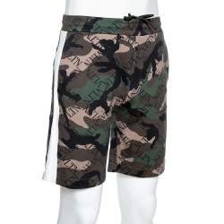 مملوكة مسبقًا Valentino Green VLTN Camouflage Print Cotton Blend Shorts M