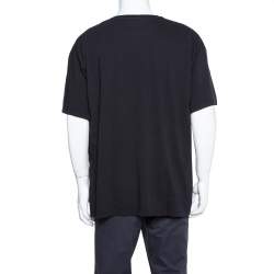 Pre Owned Valentino Black Knit Logo Printed Crewneck T-Shirt L