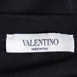 Pre Owned Valentino Black Knit Logo Printed Crewneck T-Shirt L