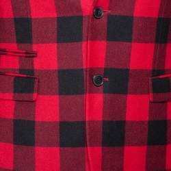 Valentino Red & Black Buffalo Check Wool Classic Suit S