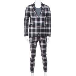 Valentino Black Plaided Wool Classic Suit S