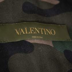 Valentino Green Mariposa Camouflage Cotton Hooded Parka Jacket M