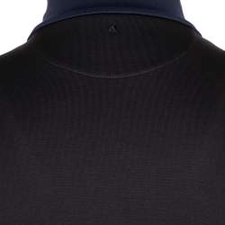 Pre Owned Valentino Black & Navy Blue Paneled Jersey Logo Printed Zip Front Track Jacket XS